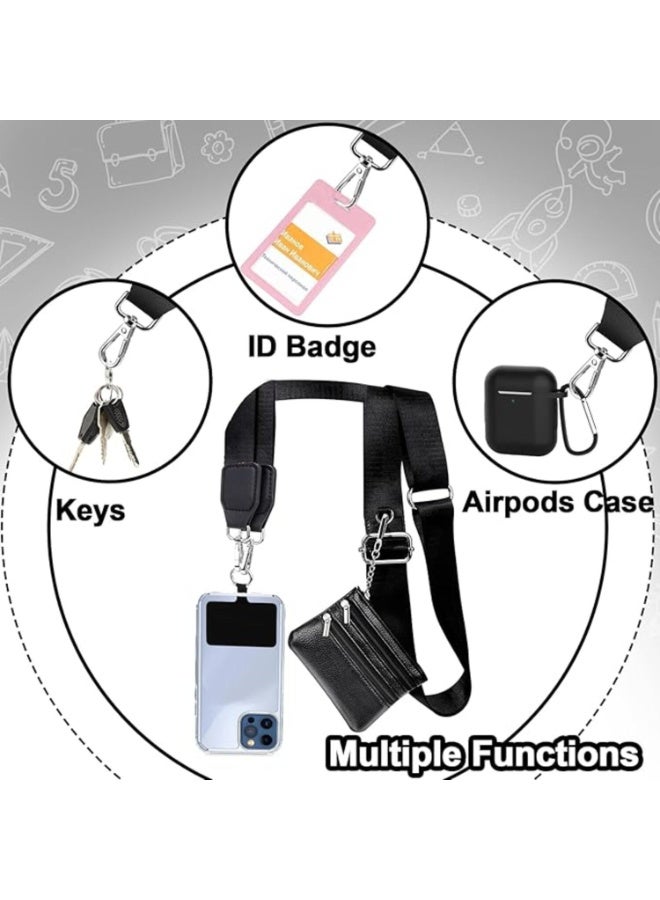 FAYET Crossbody Phone Strap with Zippered Wallet Pouch, Adjustable Detachable Phone Lanyard , Hands-Free Phone Holder Compatible with All Smartphones (Black) - Image 3